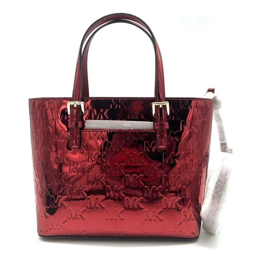 Michael Kors Jet Set Travel Extra-Small Logo Top-Zip Tote Bag Cherry